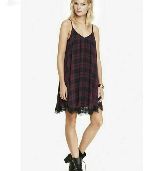 Express Dresses & Skirts - 🔥EXPRESS LACE TRIM TARTAN TRAPEZE DRESS 🔥